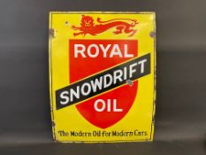 A Royal Snowdrift Oil rectangular enamel sign of unusual colour and design, some restoration, 21 x