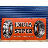 A large India Super tyres part pictorial enamel sign, in excellent condition, 72 x 36".
