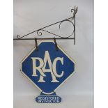 An RAC double sided lozenge shaped enamel sign with 'Registered Instructor' attachment, an