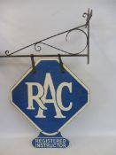 An RAC double sided lozenge shaped enamel sign with 'Registered Instructor' attachment, an