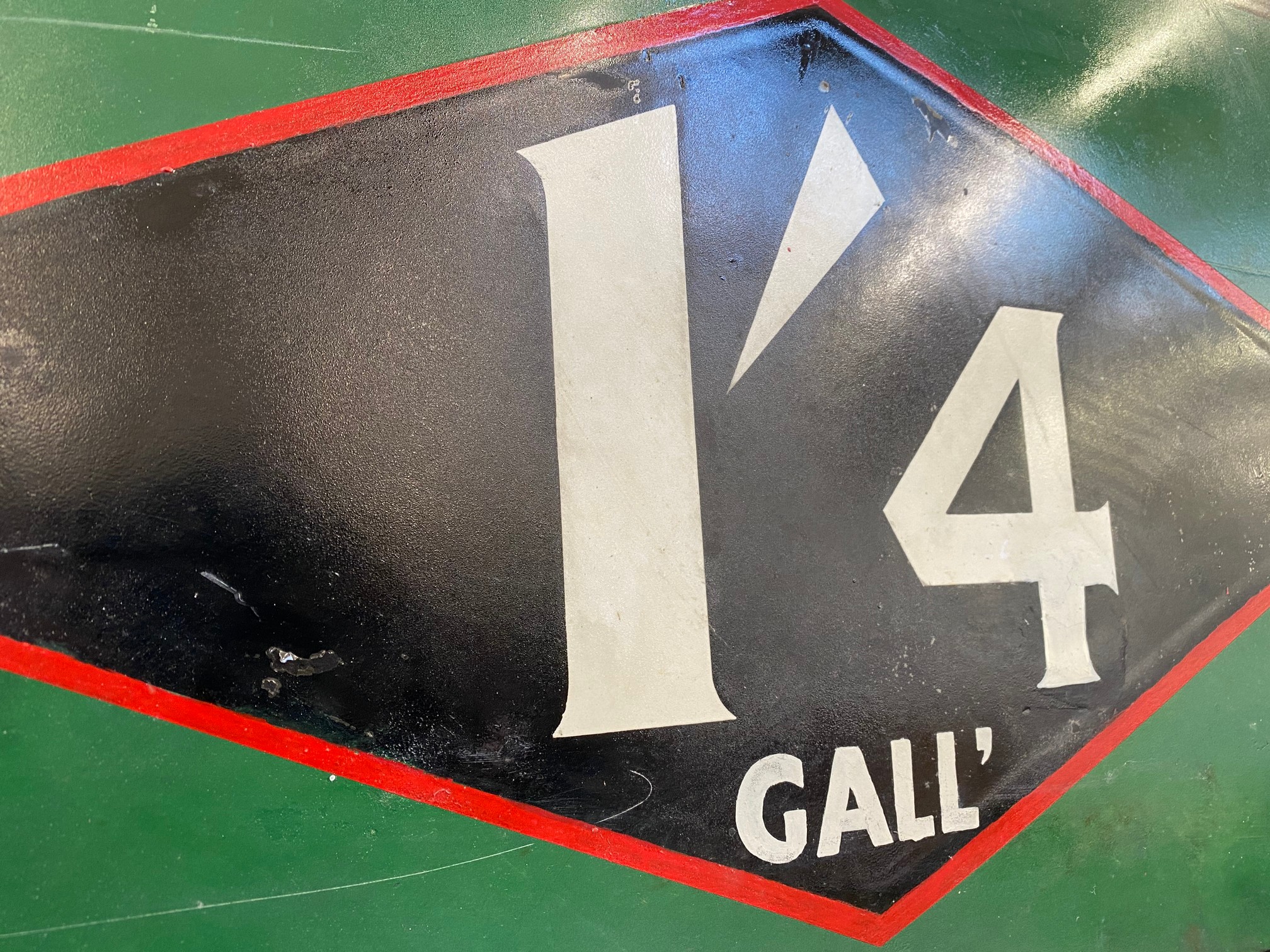 A Power Guaranteed '1'4 Gall' rectangular enamel sign, with some restoration, 40 x 27 1/2". - Image 3 of 5