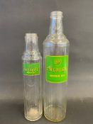 A BP Energol quart glass oil bottle and a pint similar.