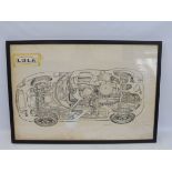 James A. Allington - Lola GT Ford V8 1963 MkVI prototype, an original cut-away drawing, paste up