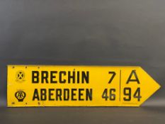 A rare AA and Royal Scottish Automobile Club double sided directional enamel sign by Franco pointing