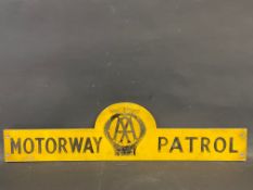 An AA Motorway Patrol aluminium roof pediment sign, 30 x 7 1/2".