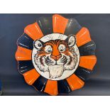 An Esso 'Tiger' hardboard promotional hardboard sign, 36" diameter.
