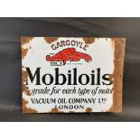 A Gargoyle Mobiloils 'a grade for each type of motor' double sided enamel sign with flattened