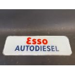 An Esso Autodiesel glass petrol pump brand insert, 12 1/4 x 4".