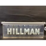 A Hillman garage showroom illuminated sign, 38 x 14".