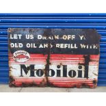 A Gargoyle Mobiloil 'Let us drain off your old oil and refill with...' rectangular enamel sign, 45 x