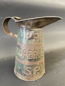 A Pratt's Perfection Spirit half gallon embossed jug.