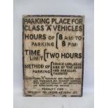 An aluminum road sign - Parking Place For Class 'A' Vehicles..., 12 x 16".