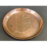 A copper ashtray advertising Pratt's Perfection Spirit, stamped J.S&S.