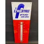 A Fisk Tyres enamel advertising thermometer sign in very good condition, complete with working tube,