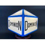 A rare Dominion lantern shaped glass petrol pump globe, in excellent condition.