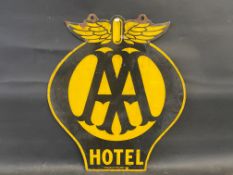 An AA Hotel double sided enamel sign by Franco, 22 x 25".