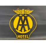 An AA Hotel double sided enamel sign by Franco, 22 x 25".