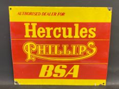 A Hercules, Phillips and BSA dealership rectangular enamel sign, 18 x 15".