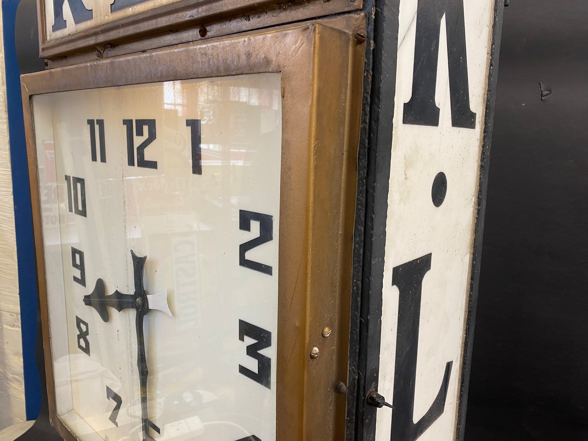 A rare and highly original K.L.G. garage advertising double sided clock with original dials and milk - Image 3 of 10