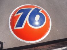 A very large '76' American oil company plastic domed sign, 73" diameter.