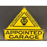 An AA Appointed Garage enamel sign with excellent gloss by Franco Signs, 13 x 11".