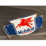 A Continental Mobiloil Standard-Vacuum double sided enamel sign with hanging flange, 24 x 16".