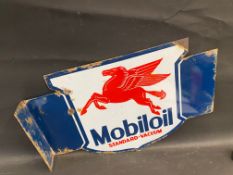 A Continental Mobiloil Standard-Vacuum double sided enamel sign with hanging flange, 24 x 16".