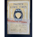 A rare Palmer Cord Tyres price list of tyres and accessories, Nov 1st 1908.