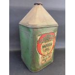 A Liberty Motor Oil square five gallon pyramid can.