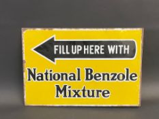 A National Benzole Mixture double sided enamel sign with hanging flange, 18 x 12".