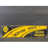 An early AA double sided enamel road sign indicating the Bedford Bridge over the River Walkham, by