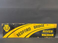 An early AA double sided enamel road sign indicating the Bedford Bridge over the River Walkham, by