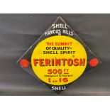 A small Shell Famous Hills lozenge shaped enamel sign - 'Ferintosh' 500 ft, restored and mounted
