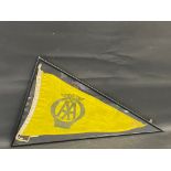 A framed and glazed AA pennant flag, 34 1/2 x 21".