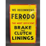 A Ferodo Brake and Clutch Linings rectangular enamel sign, with good gloss, 20 x 30".