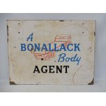 A rectangular double sided pictorial enamel sign advertising 'Bonallack Body Agent', 36 x 27".