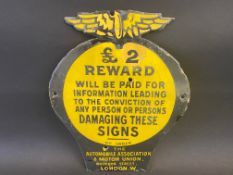 An early AA £2 Reward enamel sign, with some older retouching, 8 x 10".