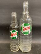 A Castrol Motor Oil quart bottle and a pint similar.