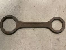 A large Vauxhall Motors Y713 double ring spanner.