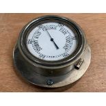 A good quality dash mounted barometer with white enamel dial.