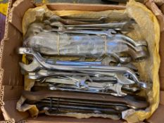 A quantity of assorted open ended and ring spanners.