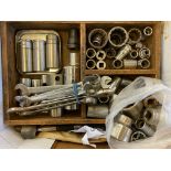 A quantity of socket sets in tins including Britool, Gordon and Gedore.