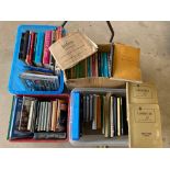 Four boxes of assorted manuals, reference books etc. including Lanchester.