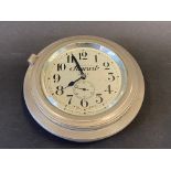 A good quality Stewart nickel plated eight day rim wind car clock with secondary dial.