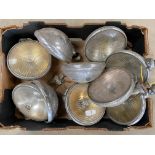 A box of assorted spot lamps etc.