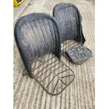 A pair of bracket seats, frames only with spring bases, 19" widest across back.