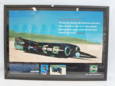 A large framed and glazed Castrol promotional poster/print depicting the World Land Speed Record