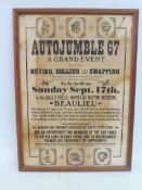 A framed and glazed genuine poster advertising the first Beaulieu Autojumble.