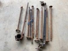 An Austin 7 front axle beam, a selection of Austin 7 and other half shafts, a steering column etc.