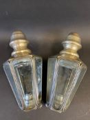 A pair of Edwardian Jagger of Walsall nickel plated octagonal tapering opera lamps.